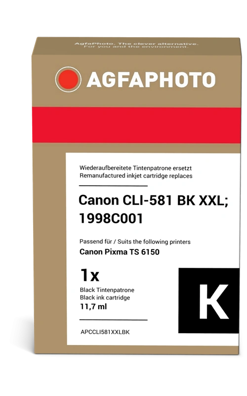 Compatible avec Canon CLI-581bk XXL Noir(e) (1998C001) Agfa Photo APCCLI581XXLBK Noir(e) Cartouche d'encre