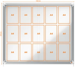 nobo Vitrine, porte coulissante, fond en métal, 15 x A4