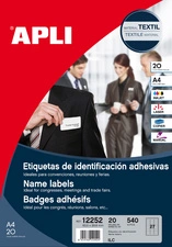 APLI Badges adhésifs, 63,5 x 29,6 mm, blanc