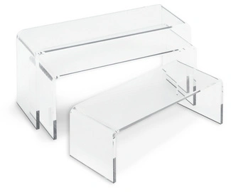 deflecto Podium rectangulaire, transparent, set de 3