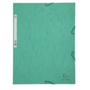 EXACOMPTA Chemise 3 rabats/ élastique, carte lustrée 5/10e, 400gr. Format 24x32cm. Coloris Vert.