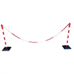 VISO Kit poteaux chaine plastic Rouge et Blanc 30x100x30 cm – Image 2