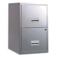 PIERRE HENRY Classeur pour DS 2 tiroirs Aluminium, poignée vague, fermeture sélective, L40 x H66 x P40