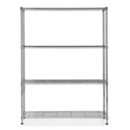 ALBA Etagère Mobi en fil métal chromé taille L, 4 tablettes, charge max 280Kg - Dim L120 x H160 x P35 cm