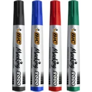 BIC Marking 2000 ECOlutions Marqueurs Permanents à Pointe Conique Moyenne - Couleurs Assorties x4