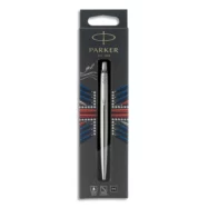 PARKER Stylo bille rétractable Jotter. Acier. Pointe moyenne. Encre Noire.