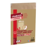 GPV Paquet de 5 pochettes kraft armé 130g C4 à 3 soufflets de 3cm 6721