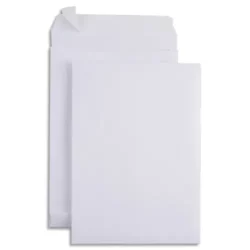 GPV Paquet de 100 pochettes 130g kraft armé Blanc auto-adhésif, format C4 229x324 mm, soufflet 30mm