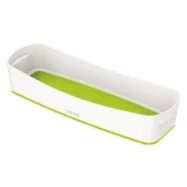 LEITZ Bac de rangement MYBOX long sans couvercle en ABS. Coloris Blanc fond Vert