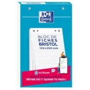 OXFORD Bloc de 30 feuilles BRISTOL OXFORD perforées 12,5 x 20 cm 210g 5x5 Blanc