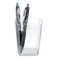 Pot à crayons en polystyrène, 100% recyclable. Dim (l x h x p) : 7,4 x 9,5 x 7,4 cm. Coloris cristal